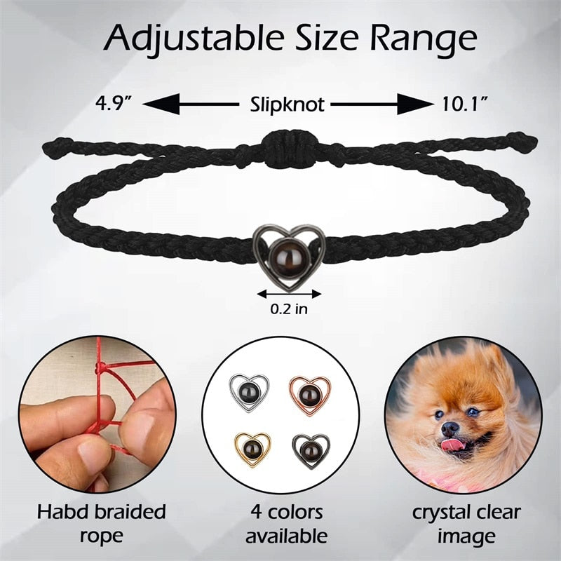 Personalized Heart Photo Projector Bracelets For Women And Men