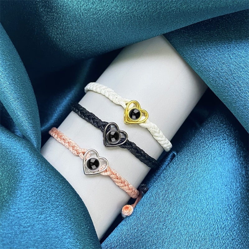 Personalized Heart Photo Projector Bracelets For Women And Men