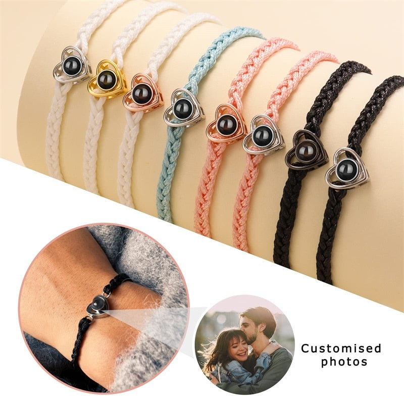 Personalized Heart Photo Projector Bracelets For Women And Men