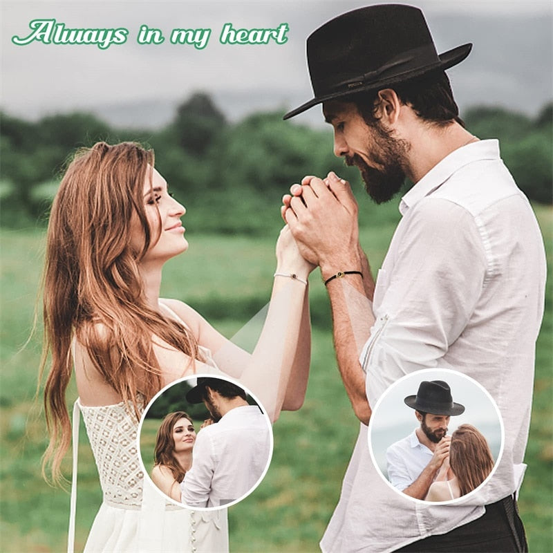 Personalized Circle Photo Projector Bracelets For Women And Men