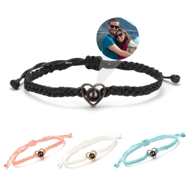 Personalized Heart Photo Projector Bracelets For Women And Men