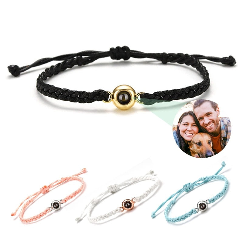 Personalized Circle Photo Projector Bracelets For Women And Men